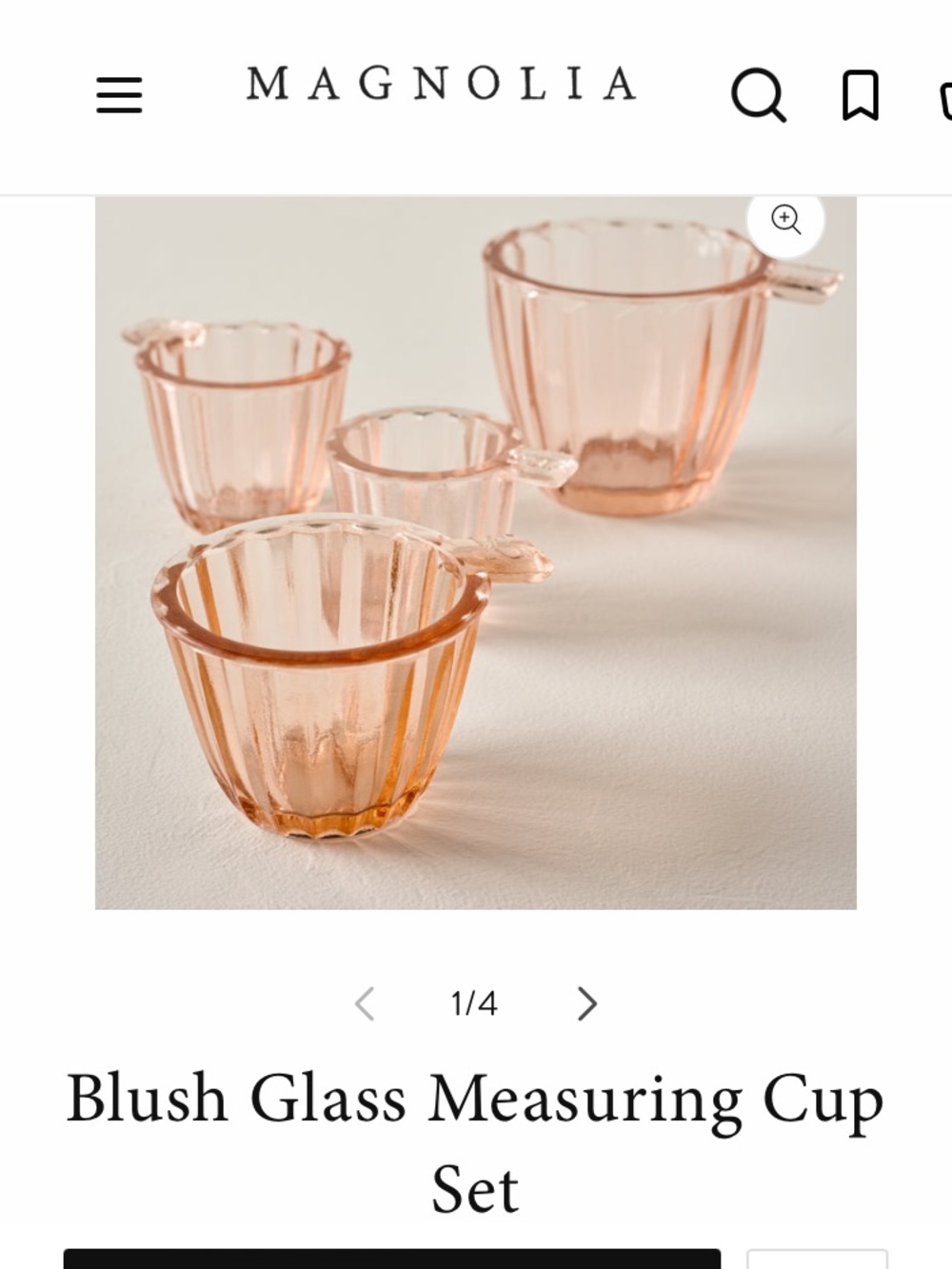 Magnolia Blush Pink Glass Measuring Cup Set